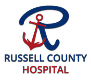 Picture of the hospital logo. Blue letter "R" with a red boat anchor.